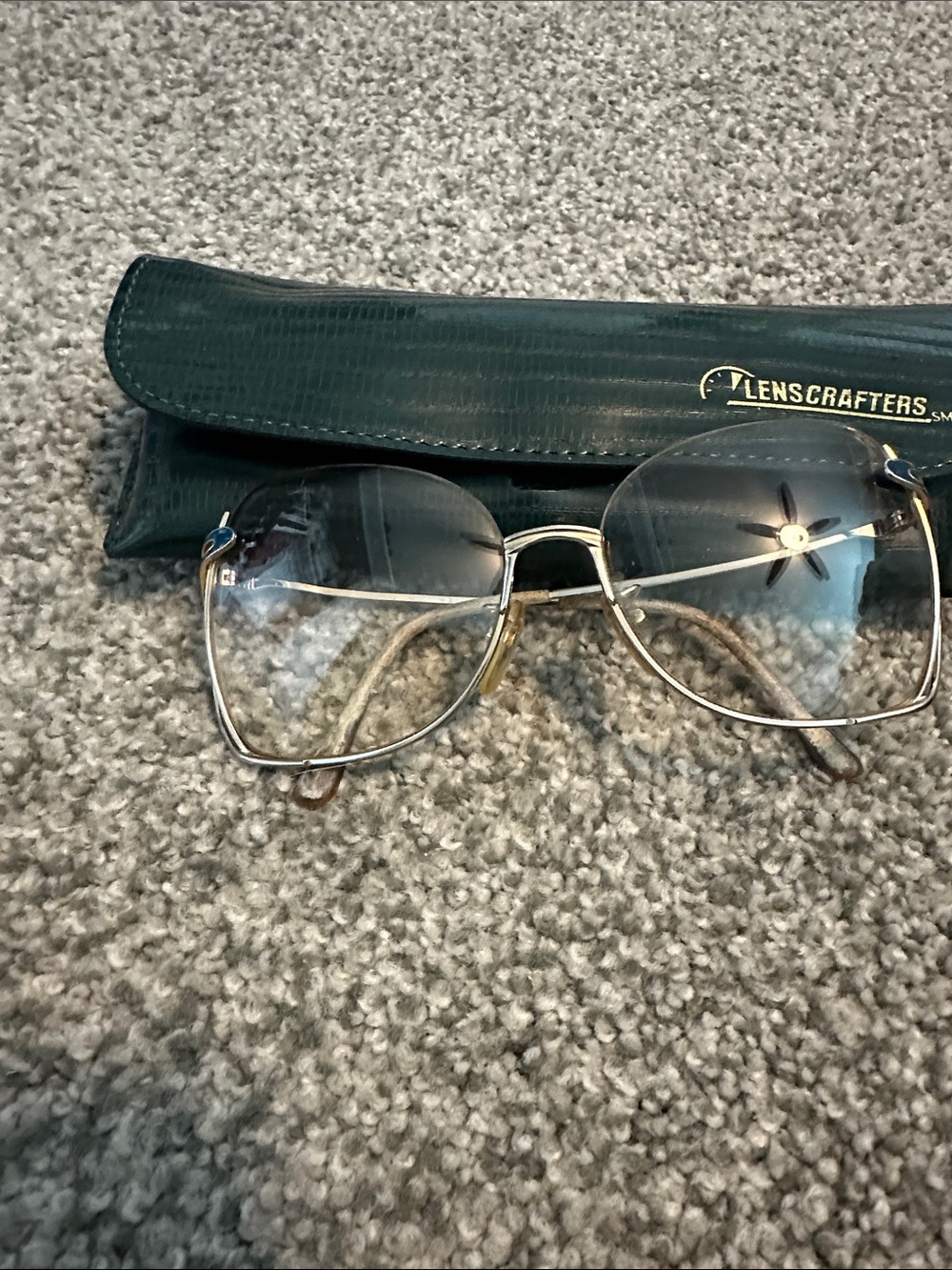 Gold Rimmed Women's Eyeglasses with Green Case